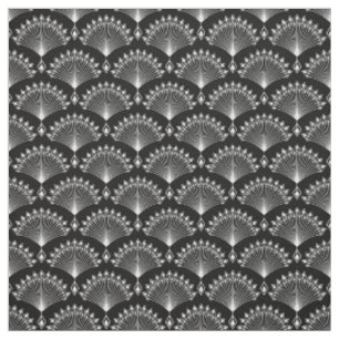 Elegant black and white ornament in art Deco style Fabric