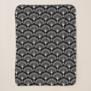 Elegant black and white ornament in art Deco style Sherpa Blanket