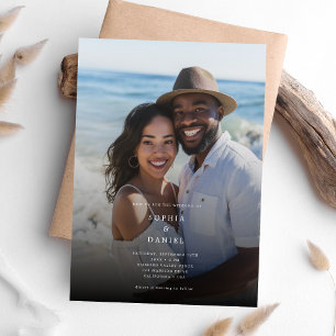 Elegant Black and White Overlay Photo Wedding Invitation