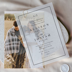 Elegant Black and White Overlay Wedding Vellum Invitations