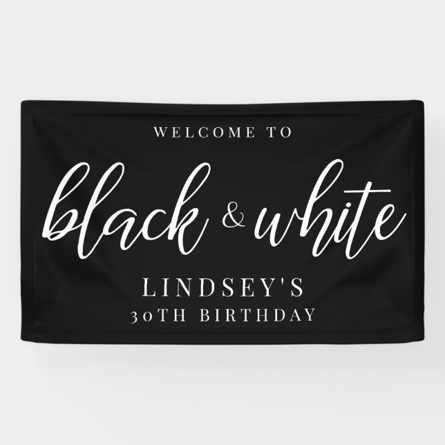Elegant, Black and White Party Banner (Horizontal)