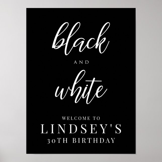 Elegant, Black and White Party Poster (Front)