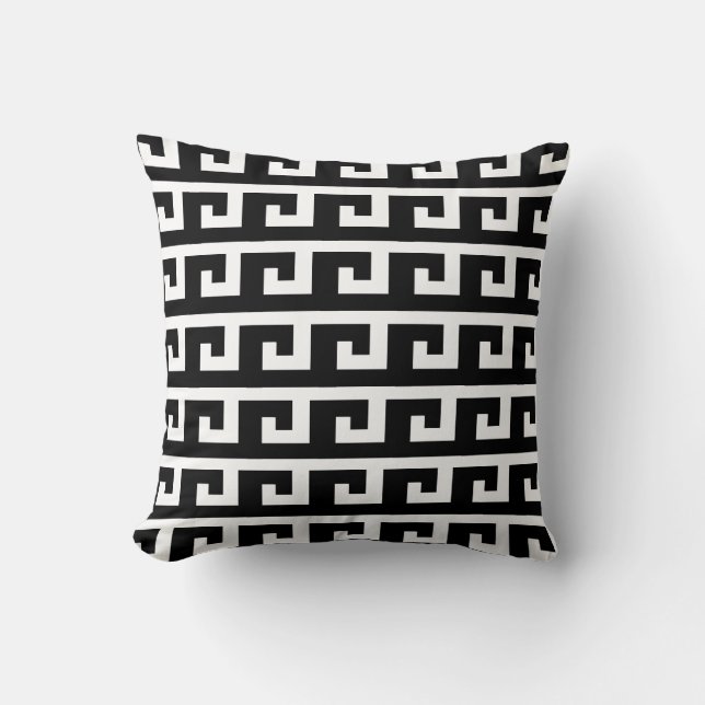 Elegant Black and White Pattern Cushion (Front)