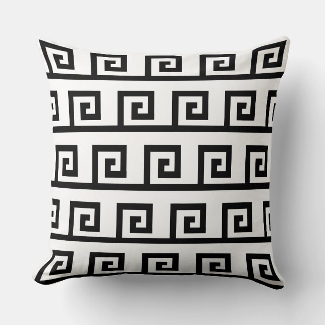 Elegant Black and White Pattern Cushion (Front)