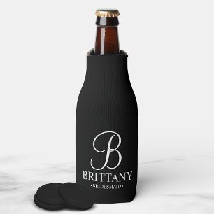 Elegant Black and White Personalised Bridesmaid Bottle Cooler