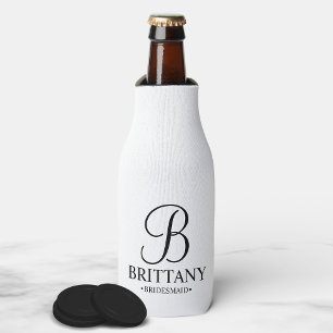 Elegant Black and White Personalised Bridesmaid Bottle Cooler
