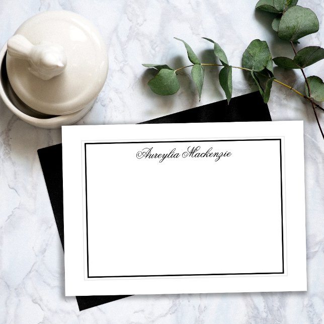 Elegant Black and White Personalised Card (Elegant Black and White Personalized Note Card)