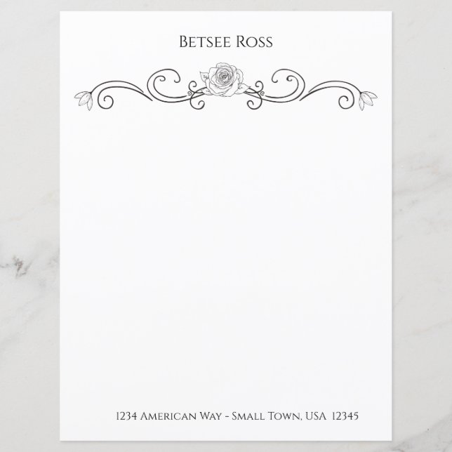 Elegant Black and White Personalised Stationery (Front)