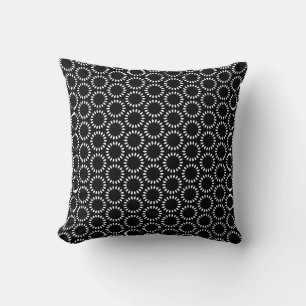 Elegant Black and White Petal Mandala Pattern Cushion