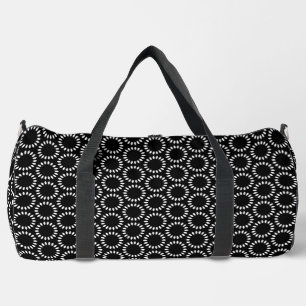 Elegant Black and White Petal Mandala Pattern Duffle Bag