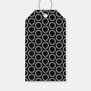 Elegant Black and White Petal Mandala Pattern Gift Tags