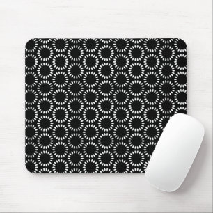 Elegant Black and White Petal Mandala Pattern Mouse Mat