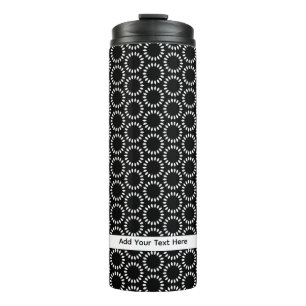 Elegant Black and White Petal Mandala Pattern Thermal Tumbler