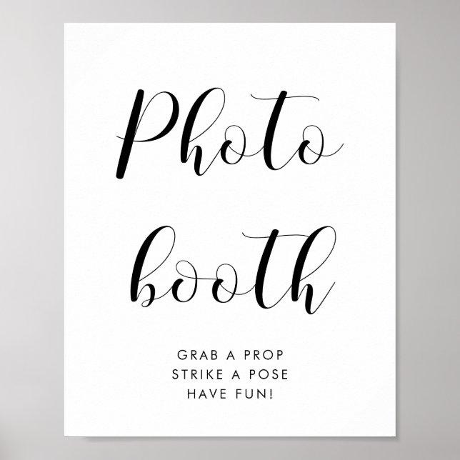 Elegant black and white Photo booth wedding sign (Front)