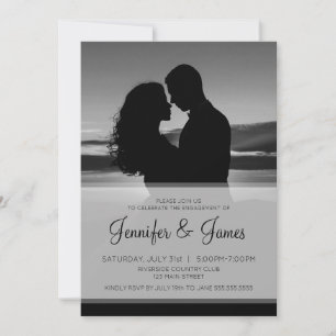 Elegant Black and White Photo Engagement Invitation