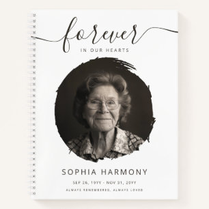 Elegant Black and White Photo Funeral Memorial Notebook