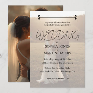 Elegant Black and White Photo Overlay Wedding Invitation