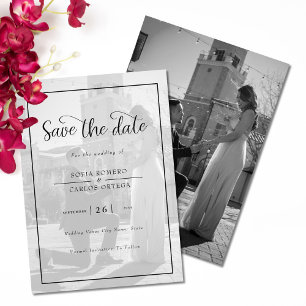 Elegant Black And White Photo Save The Date Invitation