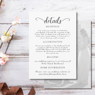 Elegant Black And White Photo Wedding Enclosure Card