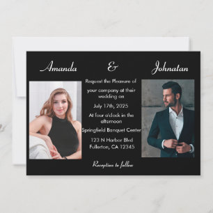 Elegant Black and White Photo Wedding Invitation