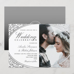 Elegant Black and White Photo Wedding Invitation