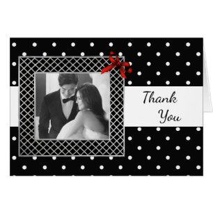 Elegant Black and White Photo Wedding Thank You