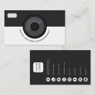 Elegant Black and White Photographer Business Card
