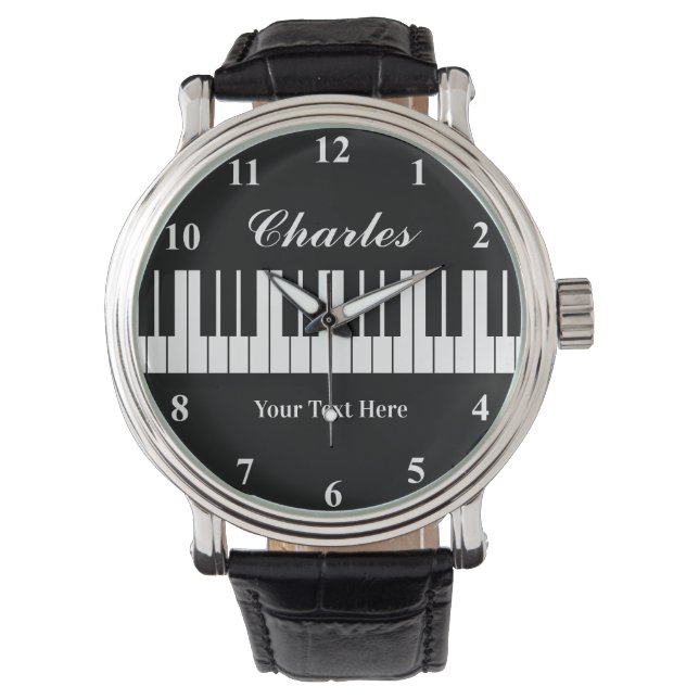 Elegant black and white piano watch for men (Front)