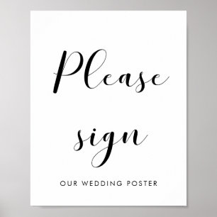 Elegant black and white Please sign wedding sign