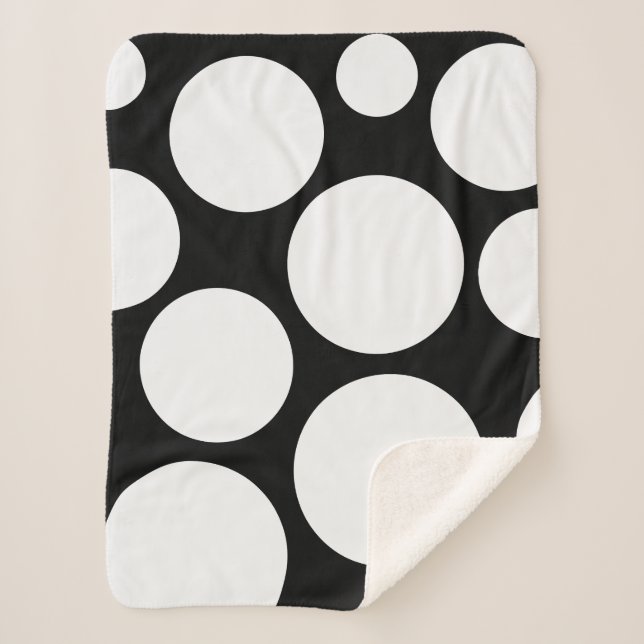 Elegant Black and White Polka Dot Blanket (Front)