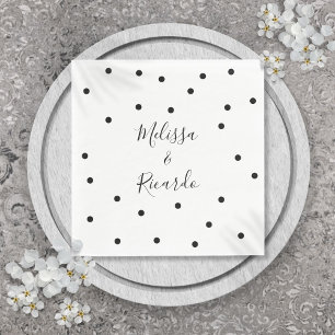 Elegant Black and White Polka Dots Napkin
