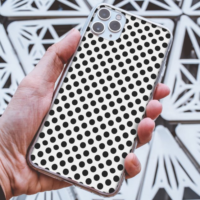 Elegant Black and white POlka Dots pattern Classic Case-Mate iPhone Case (Creator Uploaded)