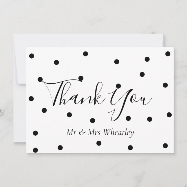 Elegant Black and White Polka Dots Thank You (Front)