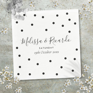 Elegant Black and White Polka Dots Wedding Napkin