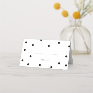 Elegant Black and White Polka Dots Wedding Place Card