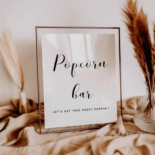 Elegant black and white Popcorn bar wedding sign (Creator Uploaded)