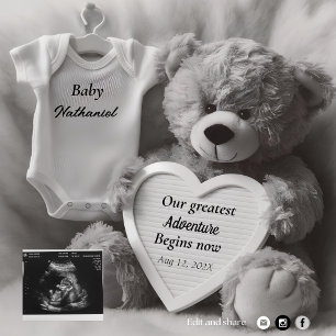 Elegant Black and White Pregnancy Announcement