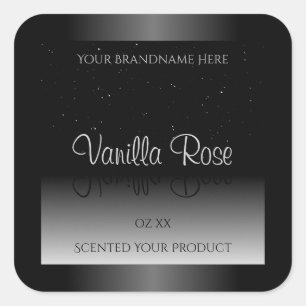 Elegant Black and White Product Label Soft Glitter