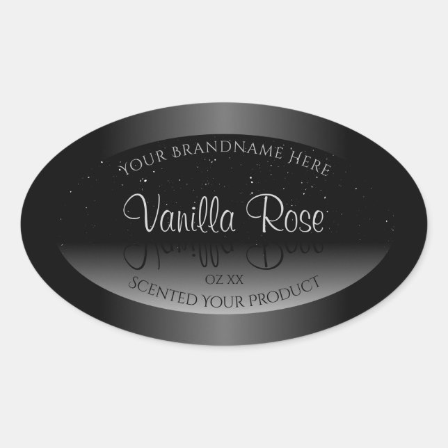 Elegant Black and White Product Label Soft Glitter (Front)