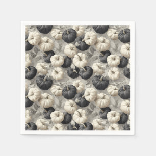 Elegant Black and White Pumpkins Napkin