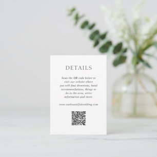 Elegant Black and White QR Code Modern Wedding Enclosure Card