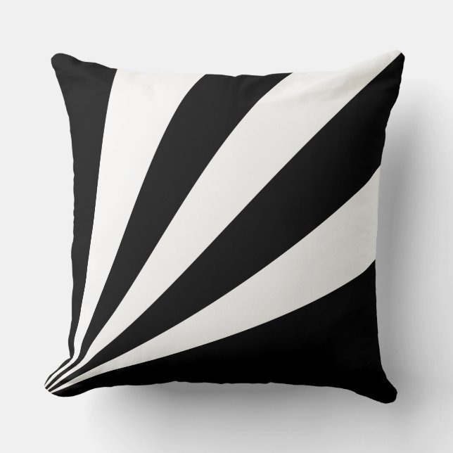 Elegant Black and White Rays Cushion (Front)