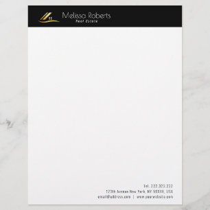 elegant black and white real estate business custom letterhead
