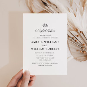 elegant black and white rehearsal dinner invitation