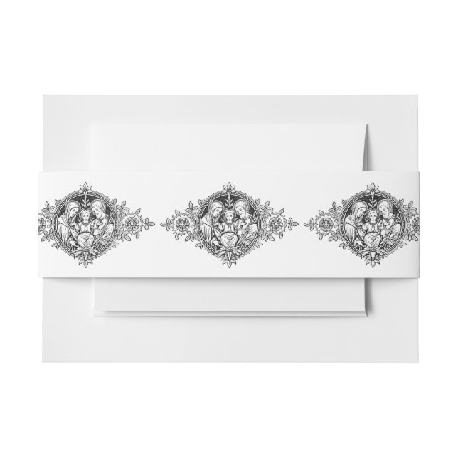 Elegant Black and White Religious Simple Invitation Belly Band (Front Example)