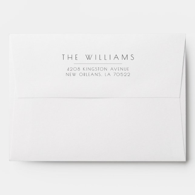 Elegant Black and White Return Address Envelope (Back (Top Flap))