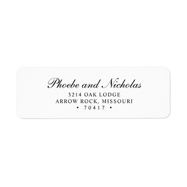 Elegant Black and White Return Address Wedding (Front)