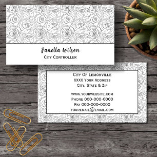 Elegant Black and White Rose Design Business Card