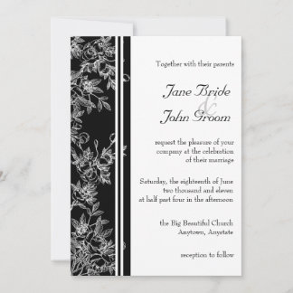 Elegant Black and White Rose Wedding Invitation
