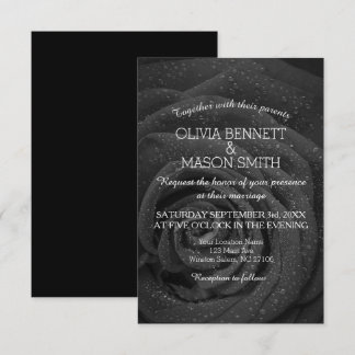 Elegant Black and White Rose Wedding Invitation
